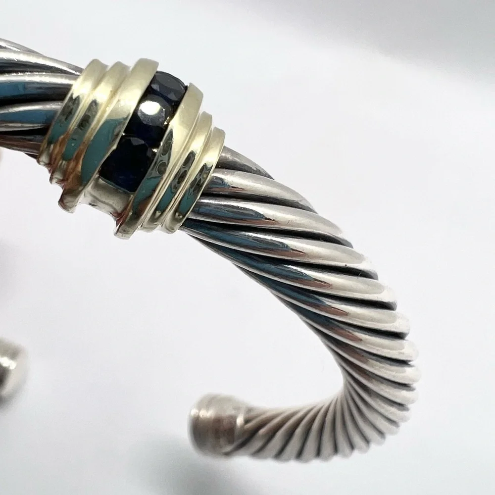 David Yurman 5mm Onyx 14k Gold Double Station Bracelet - Picture 13 of 14